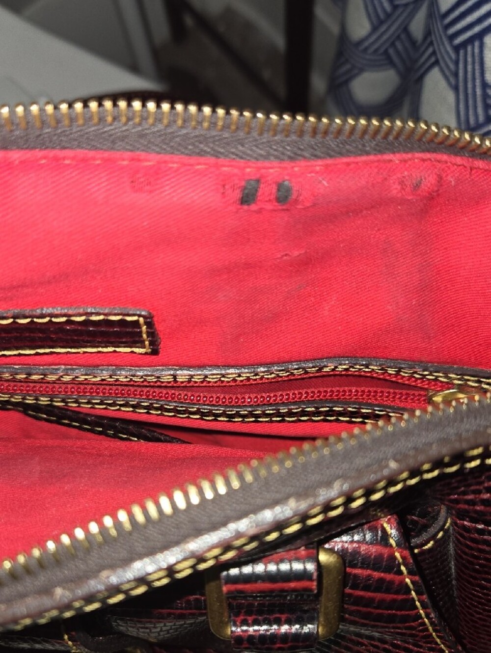 Dooney & Bourke Brown Lizard Embossed Leather Satchel Shoulder Bag - Picture 3 of 4